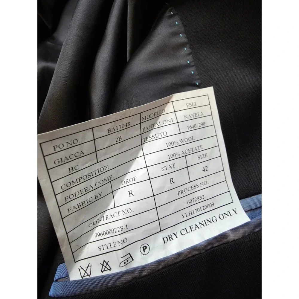 Berragamo Blazer Jacket‎ Mens 42R Black Sports Coat 2 Buttons Super 110's Wool